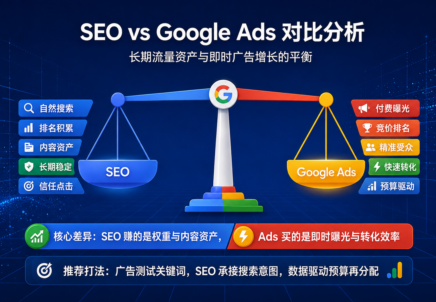 SEO和Google Ads对比分析
